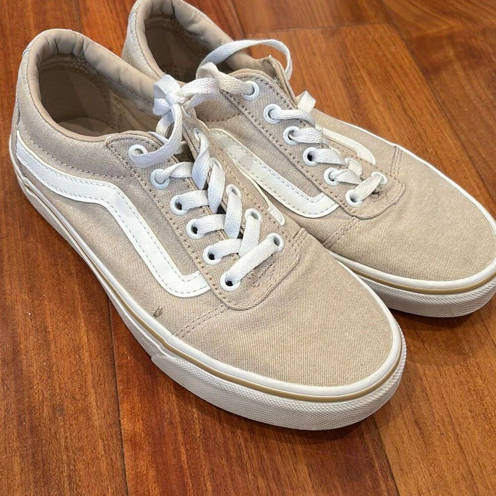 Vans Old Skool Tan Canvas Sneakers Women’s Size 8 Beige Skate Shoes